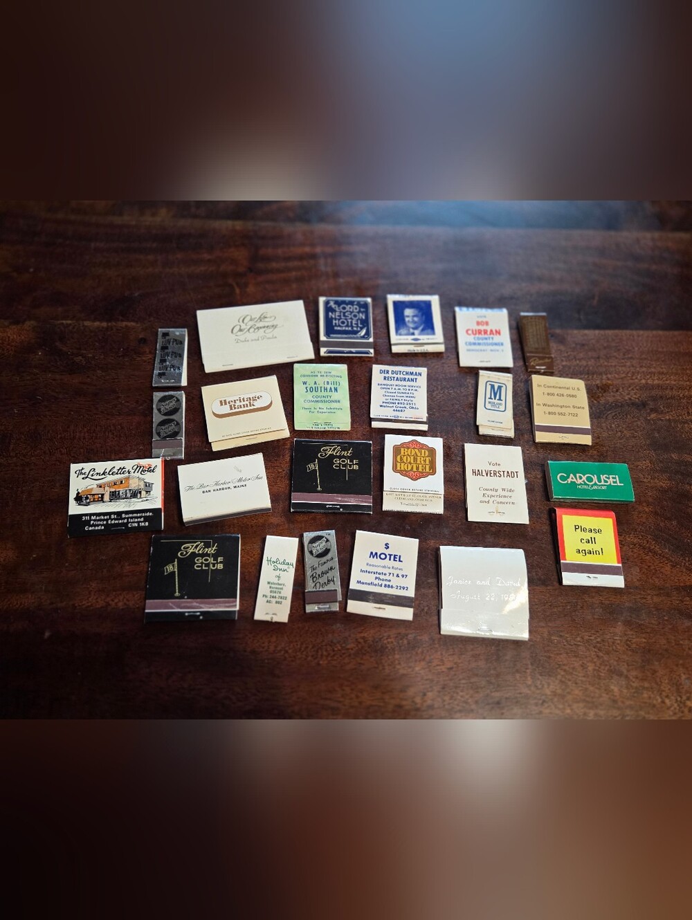 24 Vintage Assorted Matchbooks - Black, White, Cream, Green, Blue